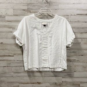 Universal Thread Part-Linen White V-Neck Blouse